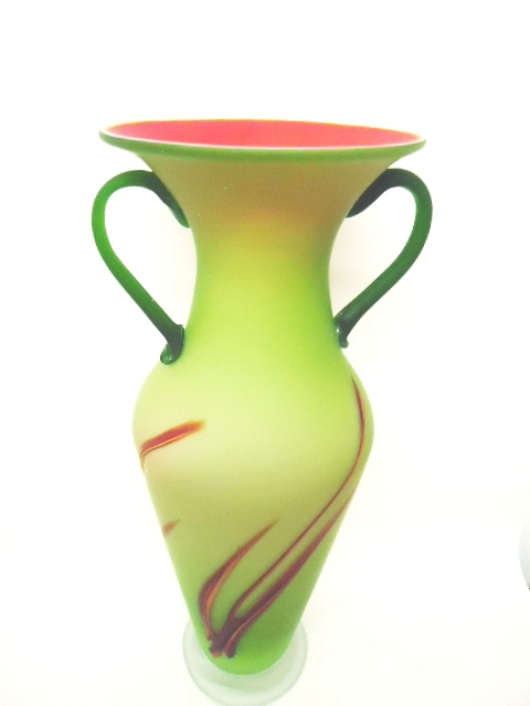 Green and pink twist vase